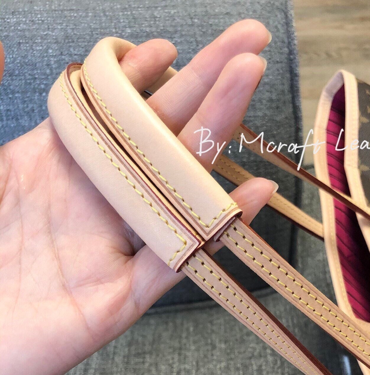 Mcraft® Handmade Vachetta Leather Handle Protector for Neverfull 10mm Straps