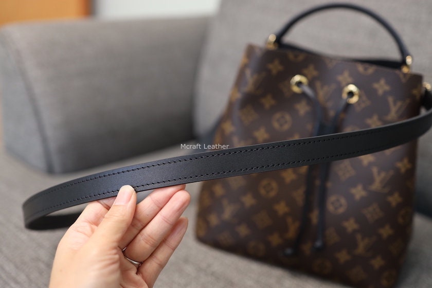 black lv thick leather 18 inch purse strap