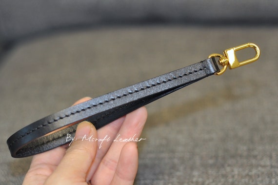 Black Leather Wristlet Strap Replacement for Louis Vuitton 