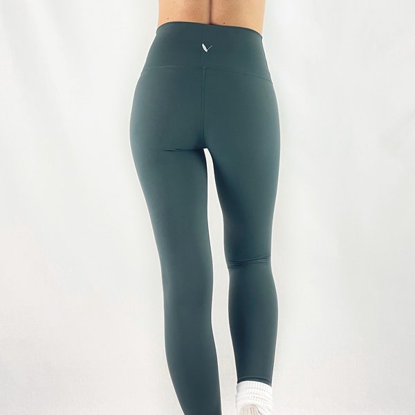 Leggings de cintura alta sin costuras en verde azul negro o gris, pantalones de yoga, leggings de yoga a prueba de sentadillas que absorben el sudor, atuendo de entrenamiento de gimnasio