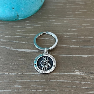 Stainless Steel Saint Christopher Medallion Keychain