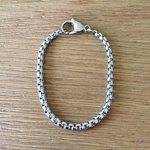 Stainless Steel Simple Layering Stacking 4mm Rounded Box Chain Link Bracelet