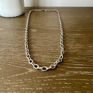 Stainless Steel Long 30&quot; or 36&quot; Textured Oval Link Chain Necklace