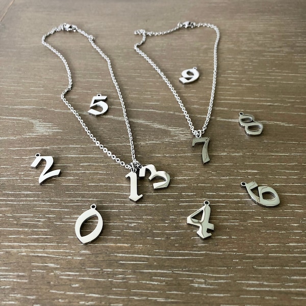 Stainless Steel Favorite Lucky Number Charm Pendant Necklace