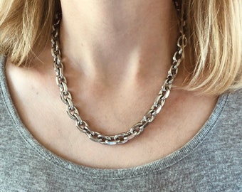 Unisex Chunky Stainless Steel Cable Link Layering Stacking Chain Necklace