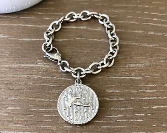 Bracelet à breloques médaillon du zodiaque en acier inoxydable