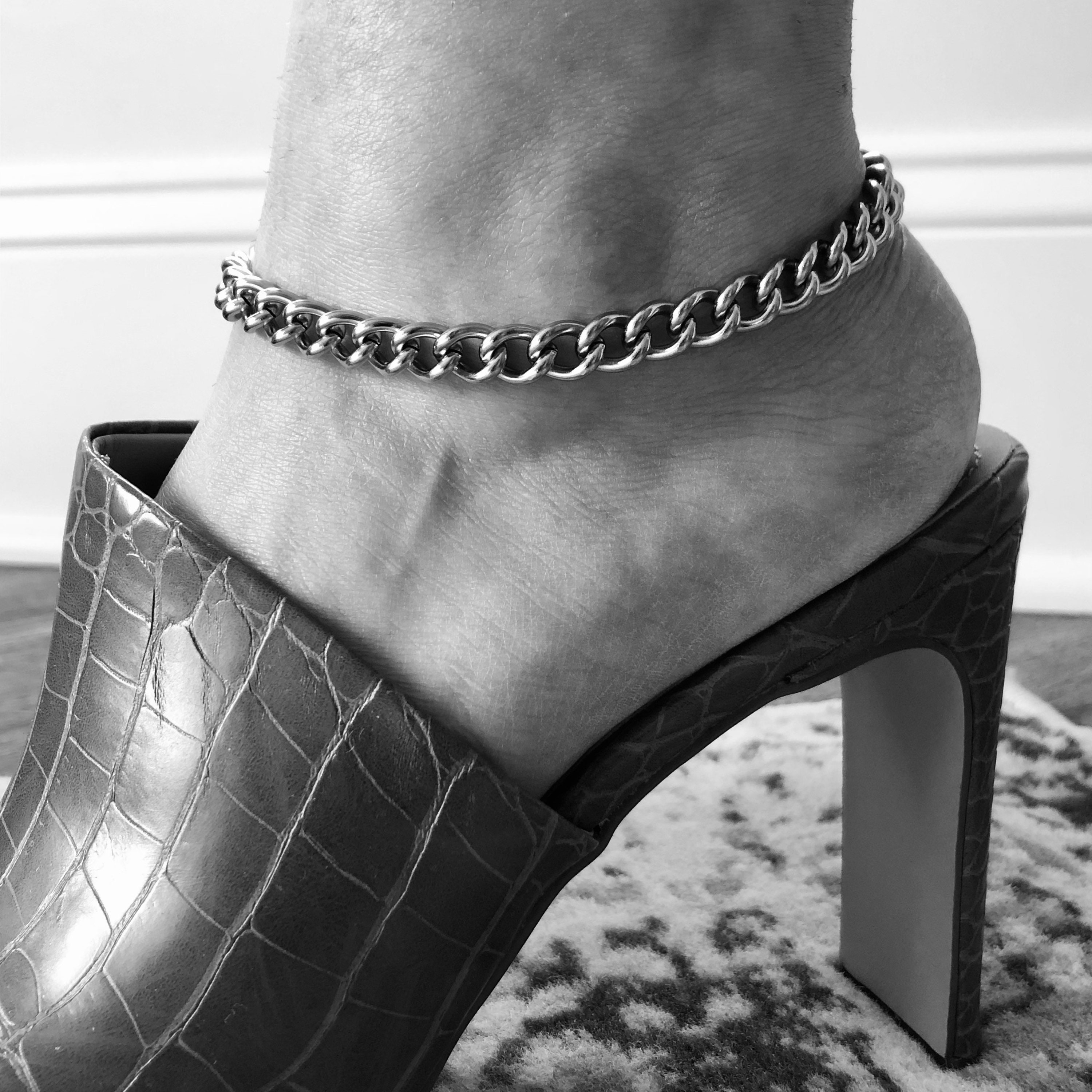 Stainless Steel Chunky 7mm Curb Chain Ankle Bracelet Etsy