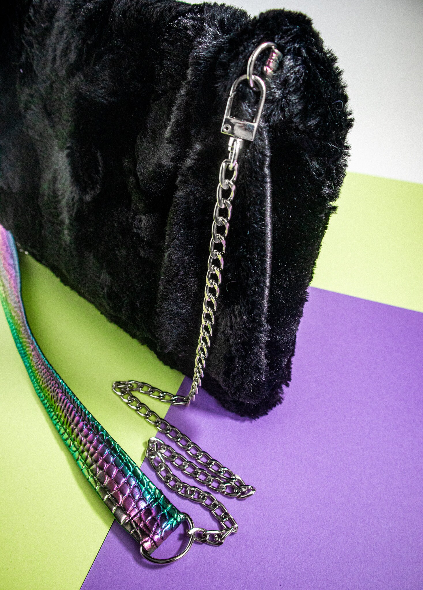 Black Faux Fur Purse Furry Purse Fluffy Purse Faux Fur Bag Etsy