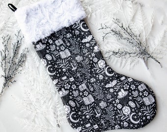 Witchy Christmas Stocking, Spooky Christmas Stocking, Goth Christmas Stocking, Creepmas Stocking, Goth Christmas Decor, Witchy Christmas