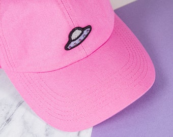 UFO Hat, Goth Dad Hat, Space Gifts, Goth Girl Gifts, Pastel Goth Accessories, UFO Accessories, Flying Saucer, UFO Alien, Rhinestone Dad Hat