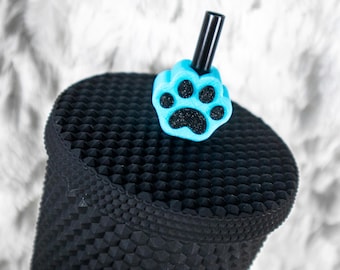 Paw Print Straw Topper for Tumbler or Stanley, Pastel Goth Straw Topper, Cat Paw Tumbler Accessory, Kawaii Straw Topper, Kawaii Paw Print