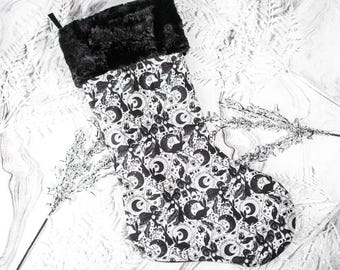 Goth Christmas Stocking, Spooky Christmas Stocking, Witchy Christmas Stocking, Creepmas Stocking, Goth Christmas Decor, Witchy Moon