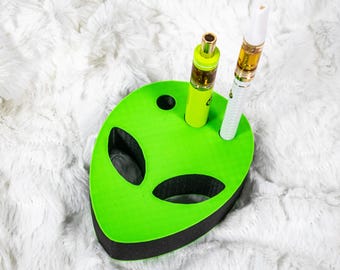 Alien Vape Holder, Goth Vape Stand, Cute Vape Cart Pen Holder, Neon Green Alien Gift, Alien Vape Accessory, Battery Holder, Rave Decor