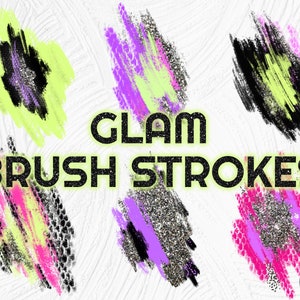 Brush Strokes Clipart, Glitter Brush Strokes, Planner Stickers, Paint Splash, Iridescent Paint Strokes, PNG, Digital Download, Pastel Paint