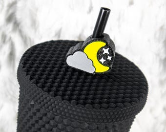 Celestial Moon and Star Straw Topper for Tumbler or Stanley, Goth Drink Accessory, Witchy Tumbler Straw Hugger, Space Gift, Moon Tumbler