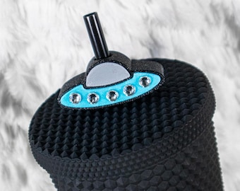 UFO Straw Topper for Tumbler or Stanley, Goth Straw Topper, Goth Drink Accessory, UFO Tumbler Straw Hugger, Space Gift