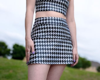 Holographic Houndstooth Pleat Perfect Skort, Pickleball Skirt, Preppy Tennis Outfit, Preppy Goth, Women's Golf Apparel, Summer Outfit Women