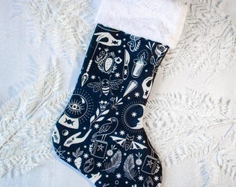 Metaphysical Christmas Stocking, Goth Christmas Stocking, Stocking with Name, Creepmas Stocking, Goth Christmas Decor, Spooky Christmas
