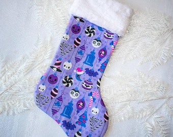 Pastel Goth Christmas Stocking, Kawaii Goth Christmas Stocking, Goth Christmas Decor, Skull Christmas Ornament Stocking, Spooky Stockings