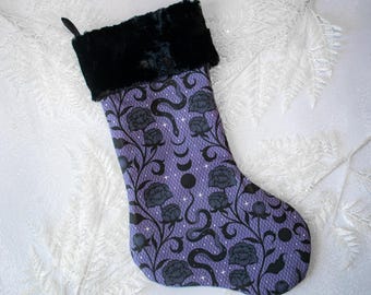 Celestial Christmas Stocking, Spooky Christmas Stocking, Goth Christmas Decor, Witchy Christmas, Floral Christmas Stocking, Spooky Stockings