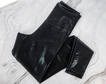 Metallic Black Leggings, Goth Leggings, Athleisure Wear, Activewear Set, Goth Clothing, Loungewear Set, Goth Fashion, Leggings Set Halloween