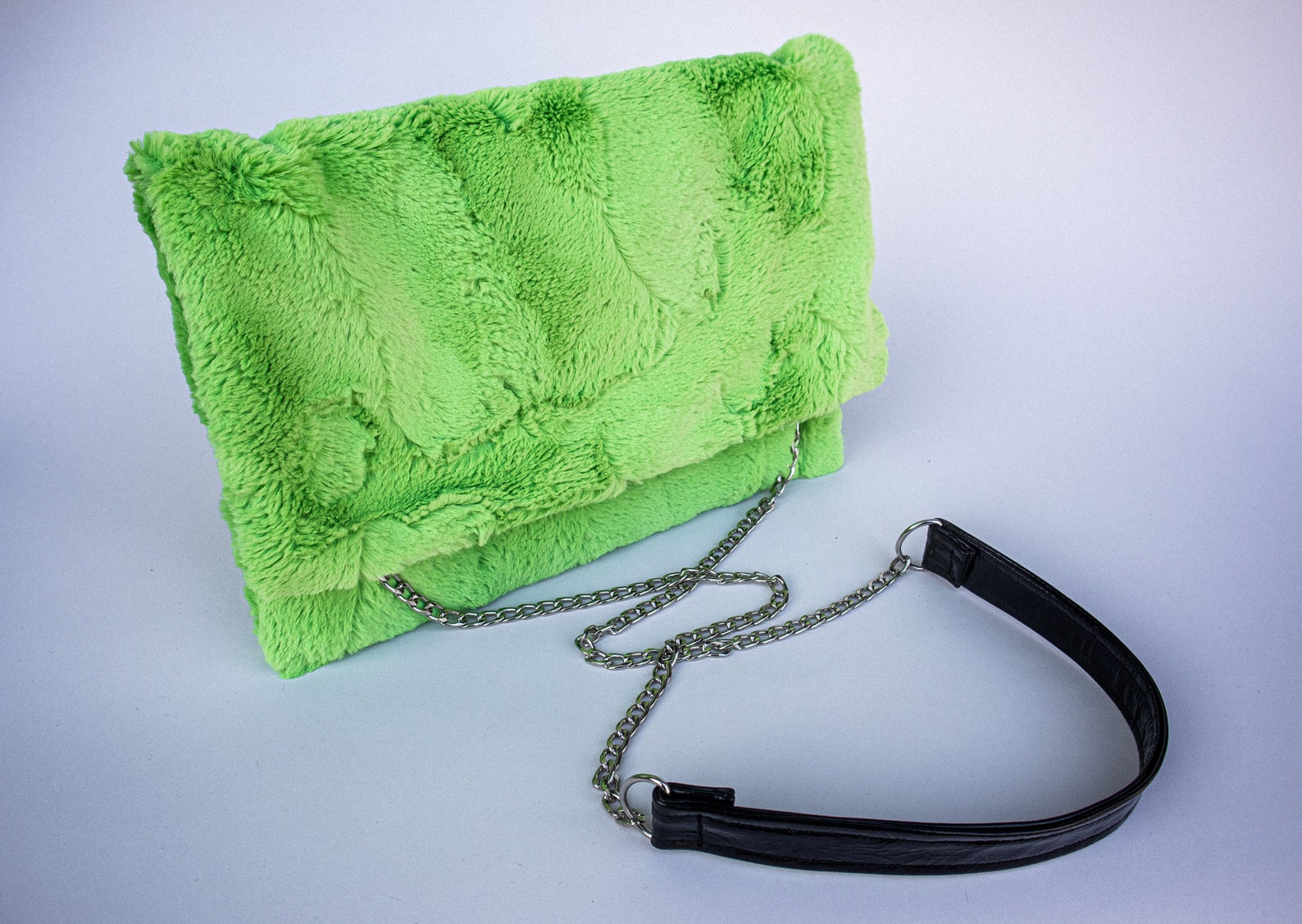 Lime Green Faux Fur Purse Furry Purse Fluffy Bag Goth Etsy