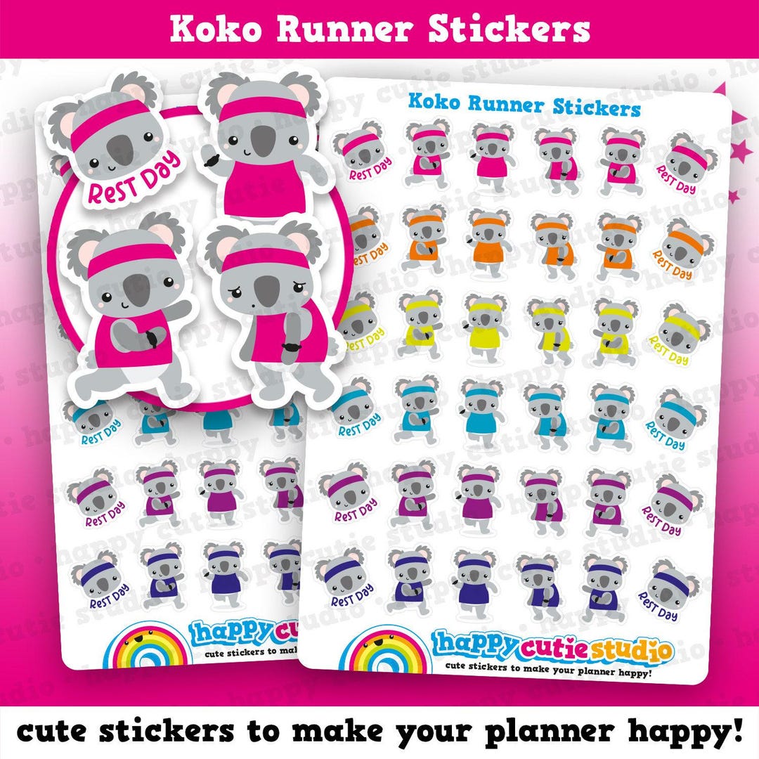 36 Cute Koko the Koala Run/runner/exercise/health Planner Stickers - Etsy