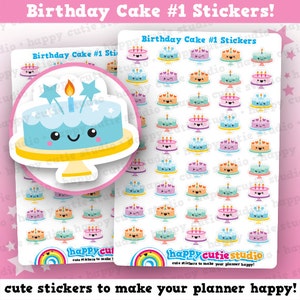 45 Cute Birthday Cake #1 Planner Stickers