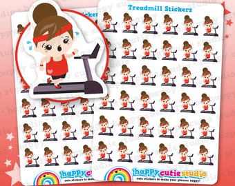 36 Cute Treadmill/Running/Run/Exercise Girl Planner Stickers