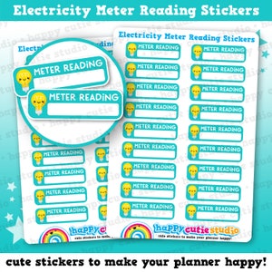 18 個のかわいい電気メーター読み取り/リマインダー プランナー ステッカー