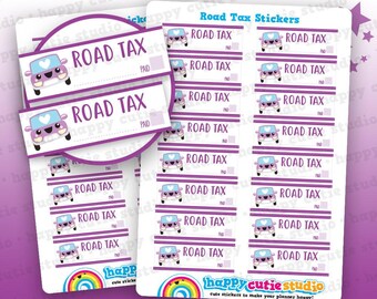 16 Cute Road Tax/Payment/Tracker Planner Stickers