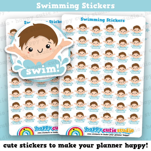 48 Cute Swim/Swimming Planner Stickers