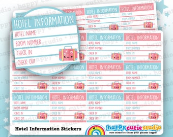 12 Cute Hotel Information/Holiday/Vacation Planner Stickers