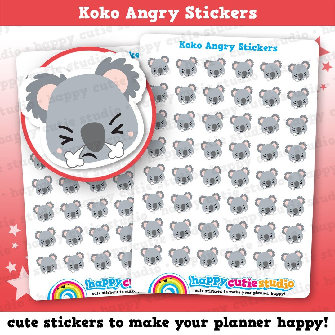 48 Cute Angry Koko the Koala Planner Stickers - Etsy