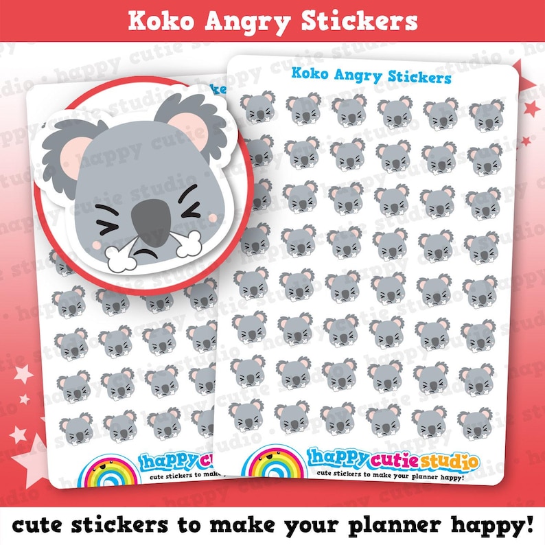 48 Cute Angry Koko the Koala Planner Stickers - Etsy