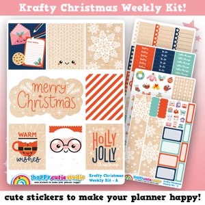 Kit hebdomadaire Noël/Noël/Fêtes Kraft, agenda autocollants