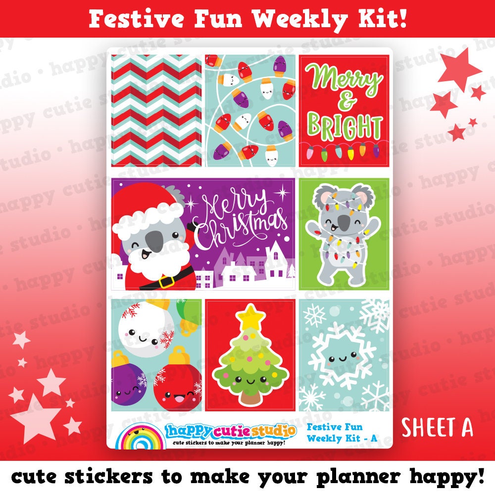 Festive Fun/christmas/holiday Weekly Kit, Planner Stickers - Etsy