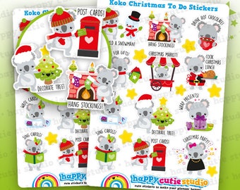 12 Cute Koko Christmas To Do/Bucket List/Festive/Holidays Planner Stickers