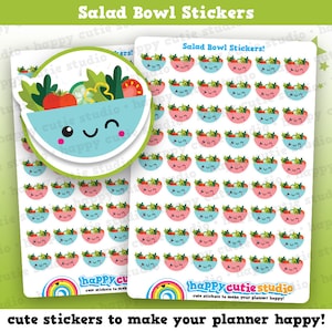 54 Cute Salad Bowl/Healthy Eating/Diet Planner Stickers