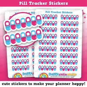 18 Cute Pill Tracker/Weekly Habit/Pills Reminder Planner Stickers zdjęcie 1