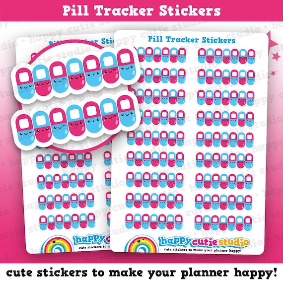 18 Cute Pill Tracker/Weekly Habit/Pills Reminder Planner Stickers