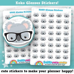 40 Cute Koko the Koala Glasses Planner Stickers