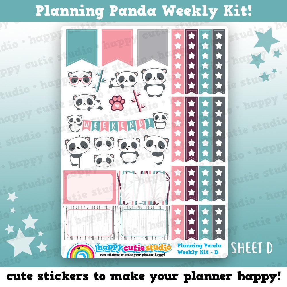 Planning Panda/cute Panda Bear/bamboo Weekly Kit, Planner Stickers - Etsy