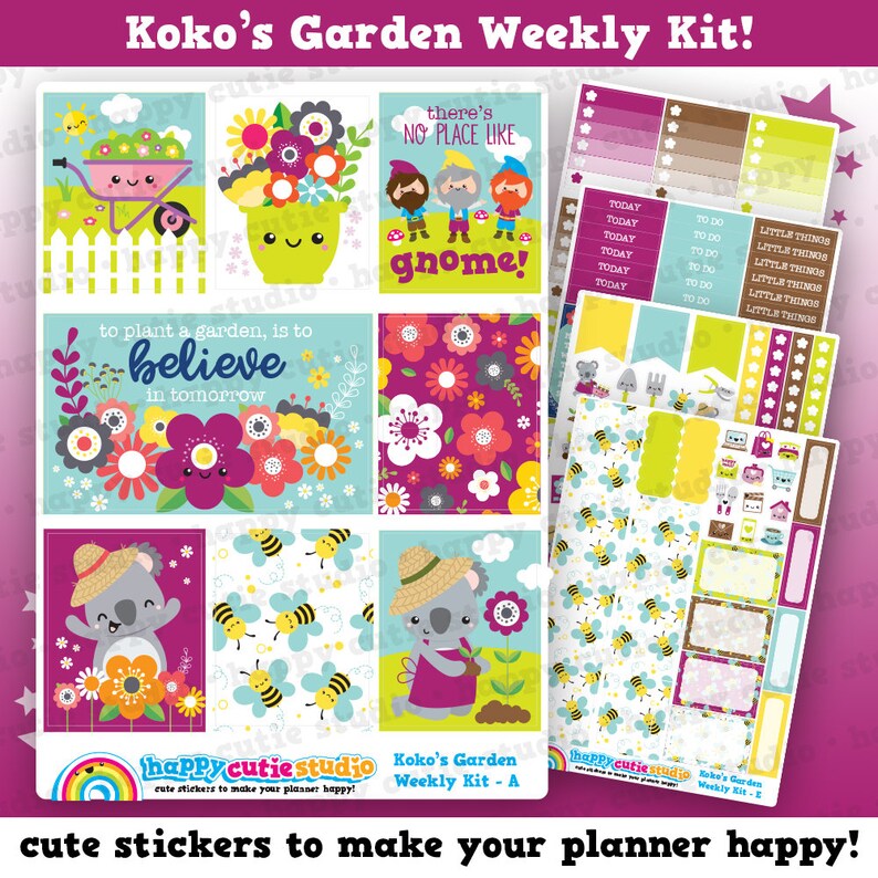 Koko's Garden/Gardening Weekly Kit, Planner Stickers image 1
