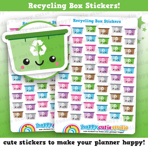 60 Cute Recycling Box / Trash / Garbage / Garbage Planner Stickers