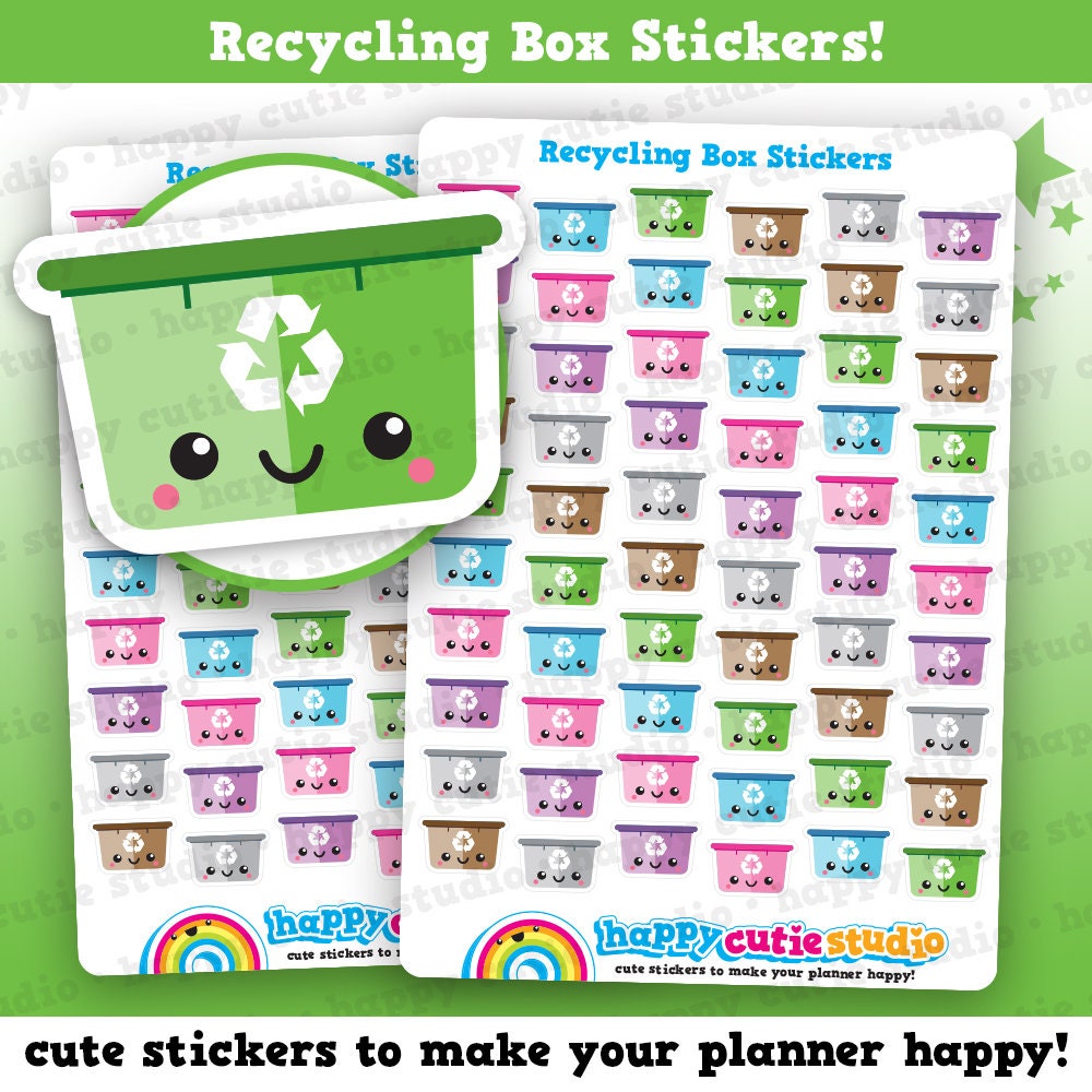 60 Cute Recycling Box/trash/garbage/rubbish Planner Stickers Etsy
