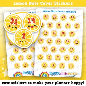 31 Cute Lemon/Fruit/Citrus/Date Cover Planner Stickers