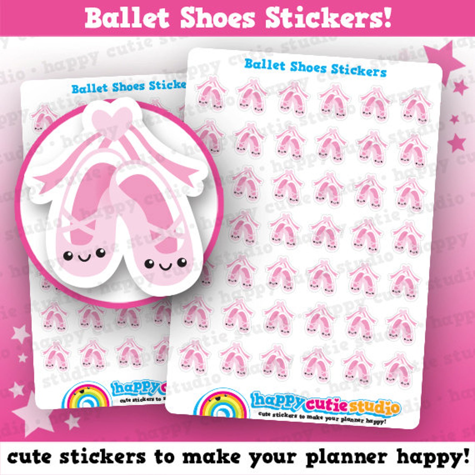 42 cute ballet shoes/lesson planner stickers, filofax, erin condren, happy planner, kawaii, cute sticker, uk