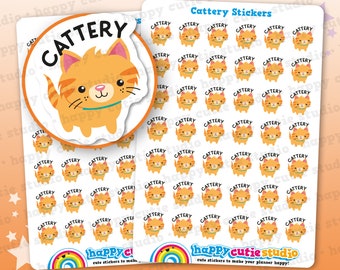 42 Cute Cattery/Cat Care/Holiday/Vacation Planner Stickers