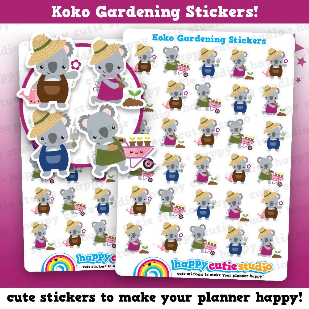 30 Cute Koko the Koala Gardening Planner Stickers | Etsy